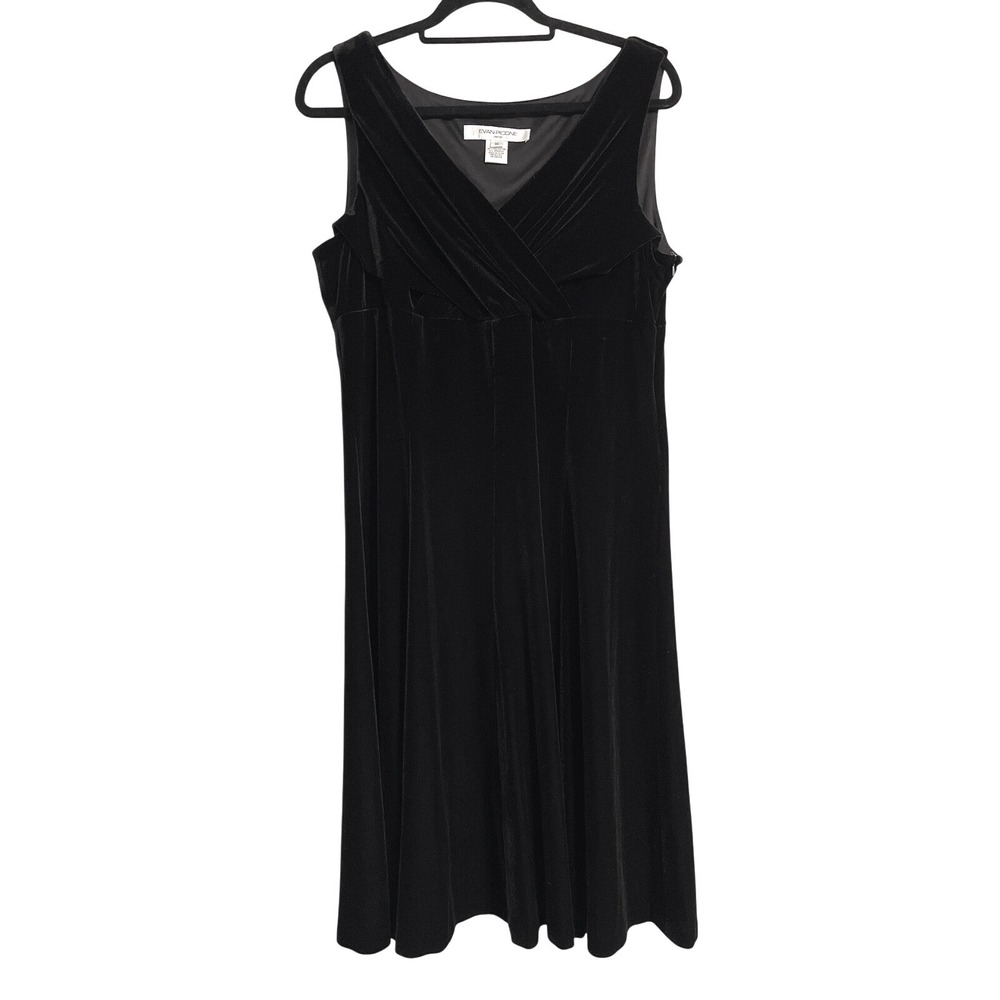Vintage Black Velvet Stretch Dress‎ Sleeveless Party Cocktail Witchy Whimsigoth